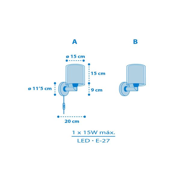 DALBER WALL LAMP BABY TEDDY BLUE 41579T