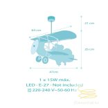 DALBER HANGING LAMP LITTLE PLANE CROCODILE 54542