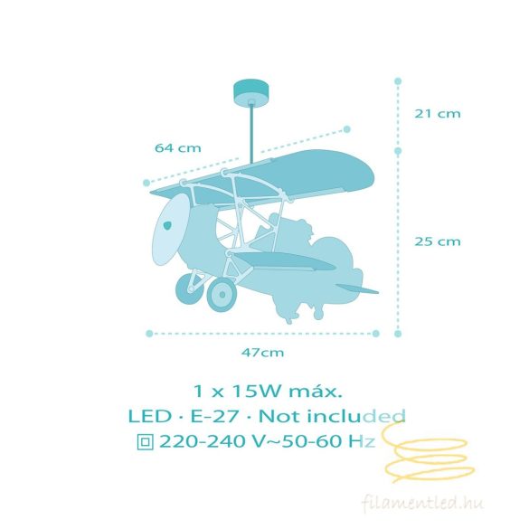 DALBER HANGING LAMP LITTLE PLANE CROCODILE 54542