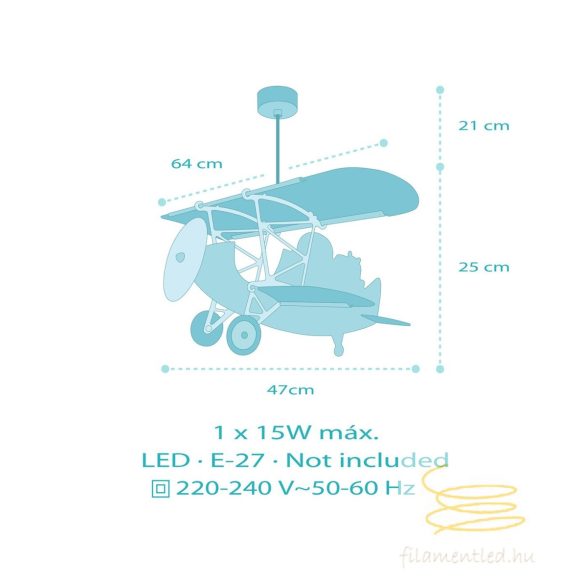 DALBER HANGING LAMP LITTLE PLANE LION 54602