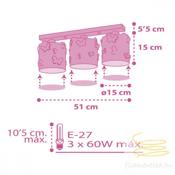 DALBER 3L. CEILING LAMP BUTTERFLY 62143