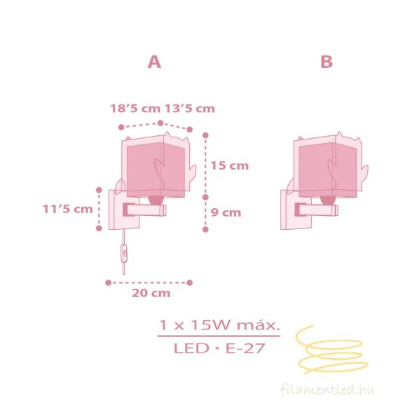 DALBER WALL LAMP LITTLE PINK OWL 64489