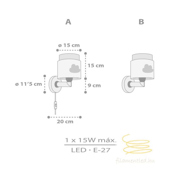 DALBER WALL LAMP BABY DREAMS GREY 76019E
