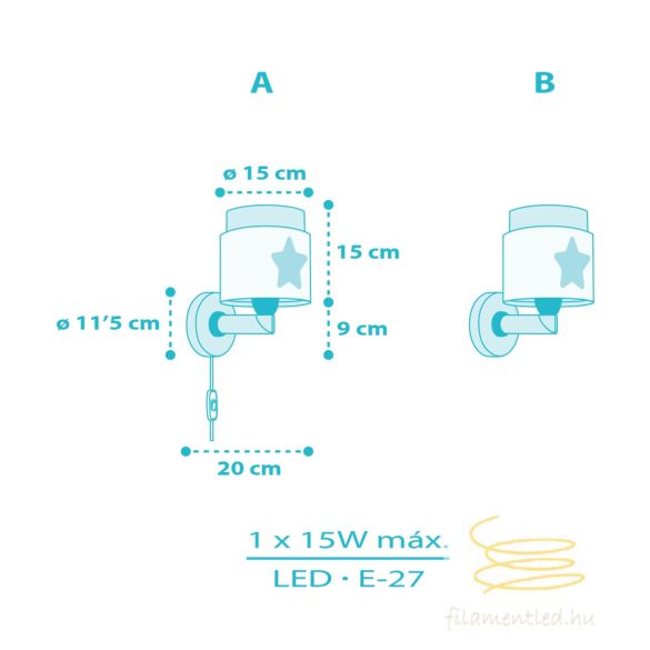 DALBER WALL LAMP BABY DREAMS BLUE 76019T