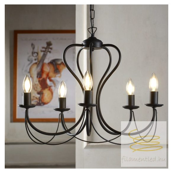 ONLI LAMPADARIO CANDELA 5 LUCI COL.NERO 4236/5N