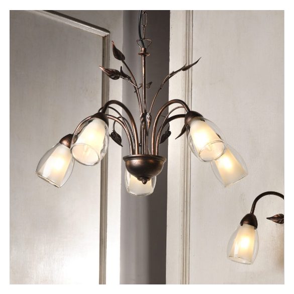ONLI LAMPADARIO LILIANA 5xE14 COL. NERO / ORO ROSSO 4716/5