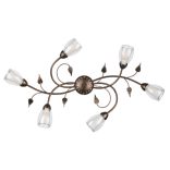 ONLI PLAFONIERA LILIANA 6xE14 OVALE COL. NERO / ORO ROSSO 4716/OV6