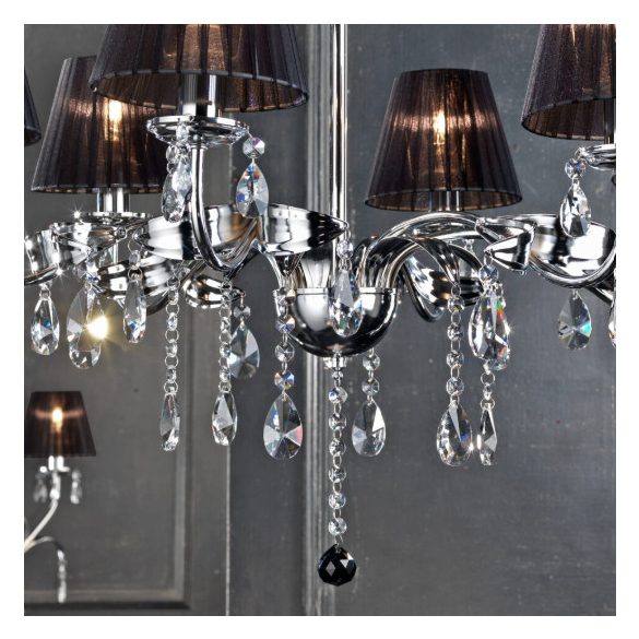 ONLI LAMPADARIO JACQUELINE/6 CIUFFO CROMATO PAR.NERO 4865/6CN