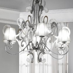   ONLI LAMPADARIO KATIA 6 LUCI FOGLIA ARGENTO PAR.SABBIA 4875/6A