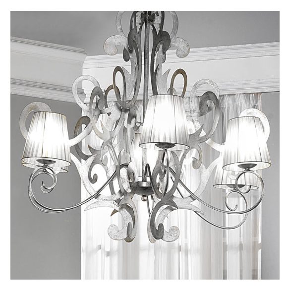 ONLI LAMPADARIO KATIA 6 LUCI FOGLIA ARGENTO PAR.SABBIA 4875/6A