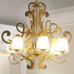 ONLI LAMPADARIO KATIA 6 LUCI FOGLIA ORO PAR.SABBIA 4875/6ORO