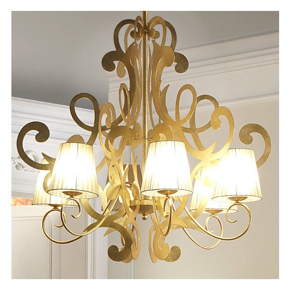 ONLI LAMPADARIO KATIA 6 LUCI FOGLIA ORO PAR.SABBIA 4875/6ORO