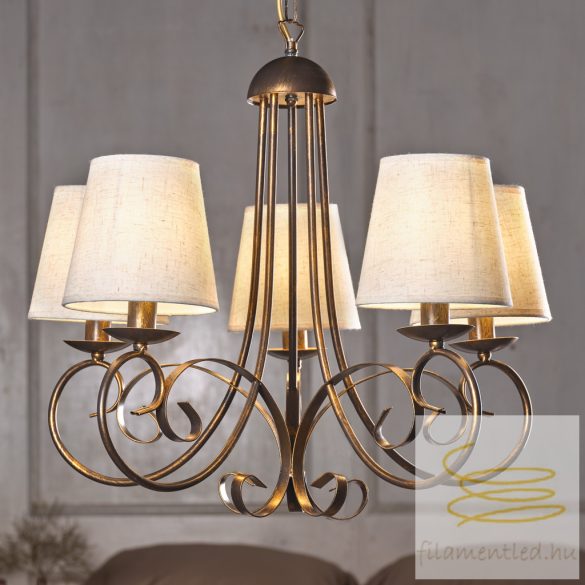 ONLI LAMPADARIO POMPEI 5 LUCI BRONZO CON PAR. SABBIA 4885/5BP