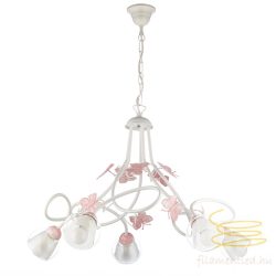 ONLI LAMPADARIO BUTTERFLY BIANCO/ROSA 5 LUCI 4924/5