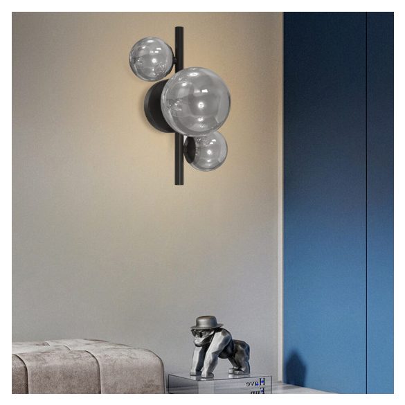 ONLI APPLIQUE PALOMA 3xG9 COL.NERO VETRI FUME' 5084/APN