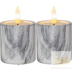 LED Pillar Candle 2P Flamme Marble 064-15